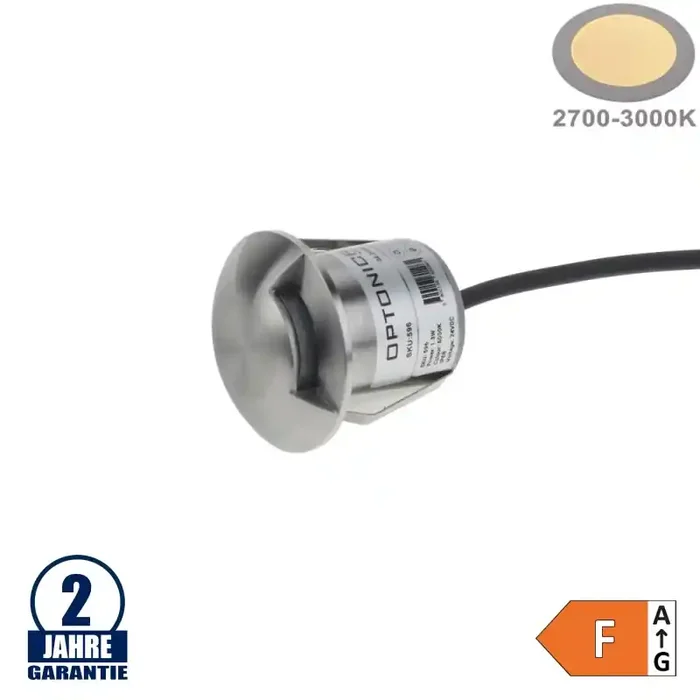 1,3W LED Bodeneinbauleuchte Side-Effekt Inox 24V IP68 Warmweiß