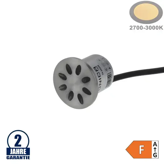 1,3W LED Unterwasser-Dekoeinbauleuchte 24V IP68 Warmweiß