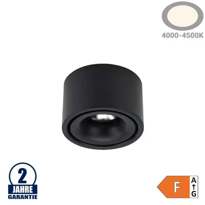 10W LED Deckenstrahler Schwarz Neutralweiß