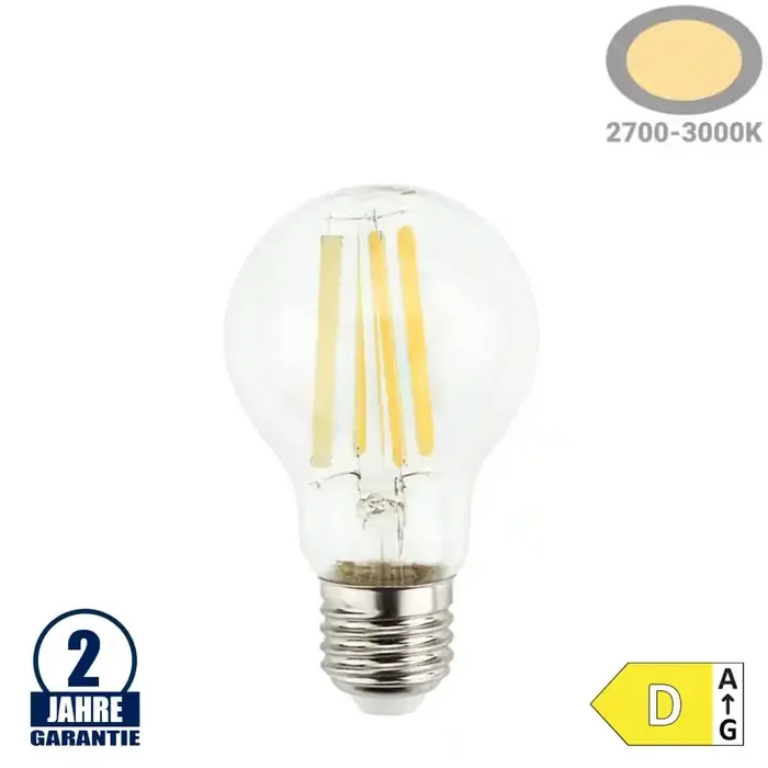 10W LED FILAMENT E27 A60 Birne Glas Warmweiß