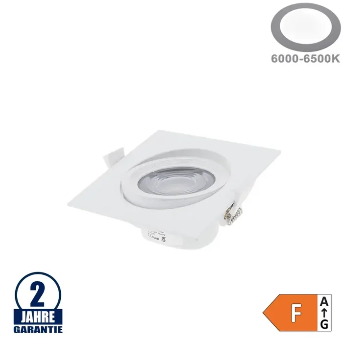 10W LED SMD Einbauleuchte Quadratisch Schwenkbar Weiß Kaltweiß