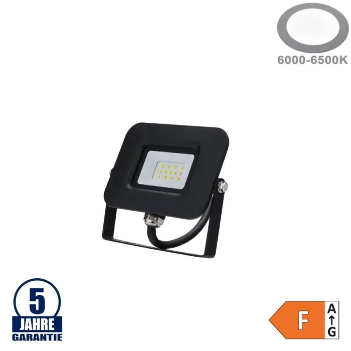 10W LED SMD Fluter Professional mit 70cm Kabel Schwarz Kaltweiß