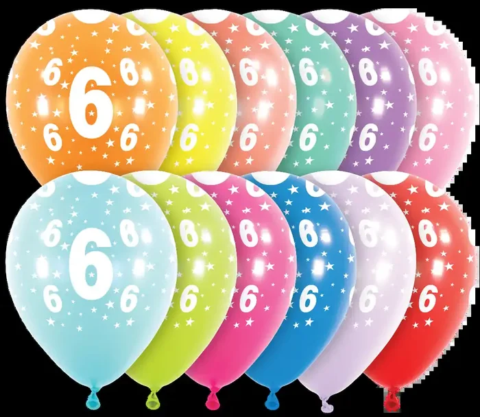 11″ Crystal Clearz Clear Stars around Zahl „6“ (25 Stück)