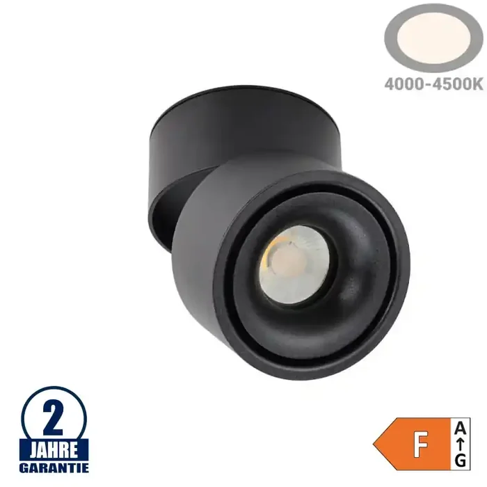 12W LED Deckenstrahler schwenkbar Schwarz Neutralweiß