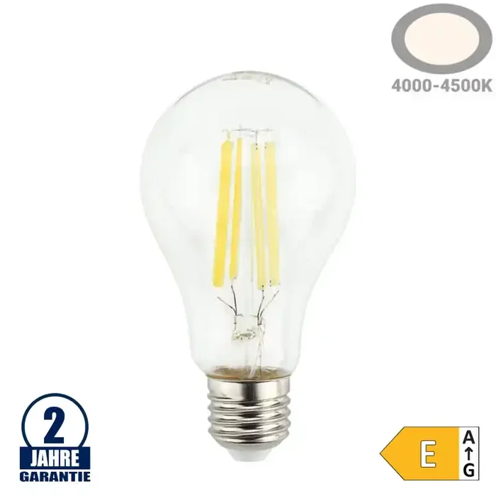12W LED FILAMENT E27 A65 Birne Glas Neutralweiß