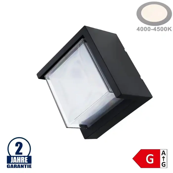 12W LED Wandleuchte Rhombus „Down“ Schwarz IP65 Neutralweiß