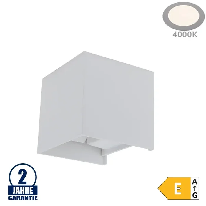 12W LED Wandleuchte Würfel Up and Down Weiß IP54 Neutralweiß