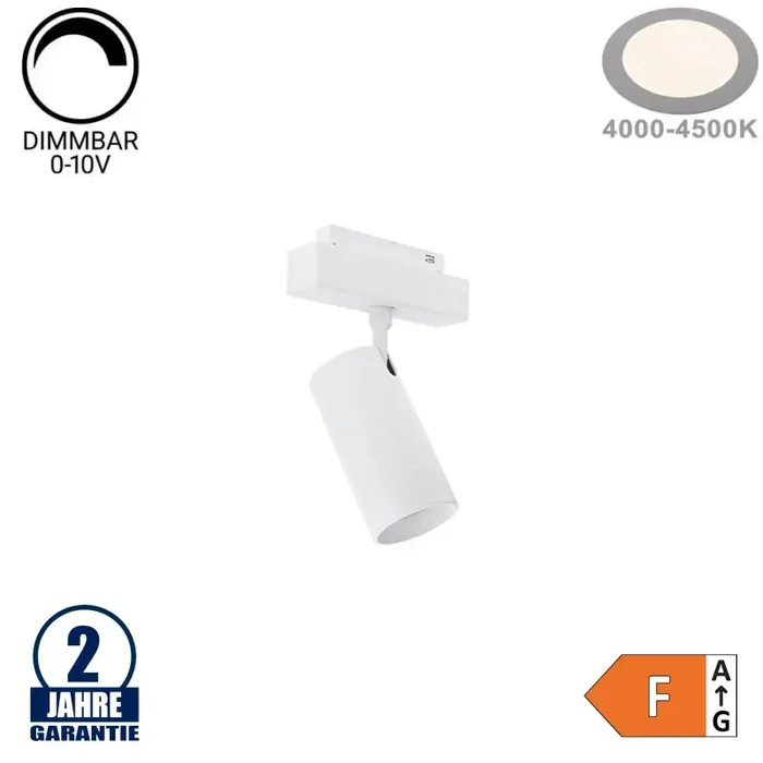 12W Schienenspot für 48V Stromschiene R35 Magnetic Line Weiß Neutralweiß 0-10V Dimmbar