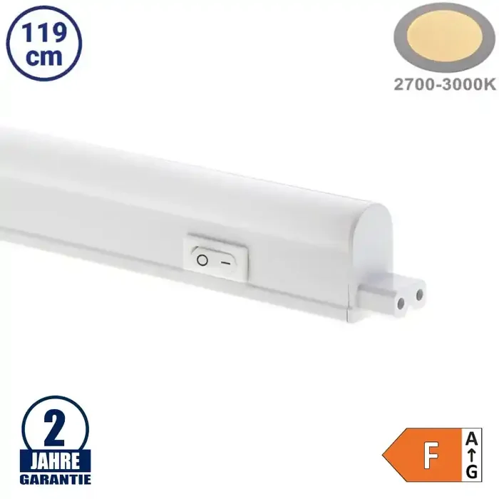 13W LED Unterschrankleuchte T5 mit Schalter 119cm Warmweiß