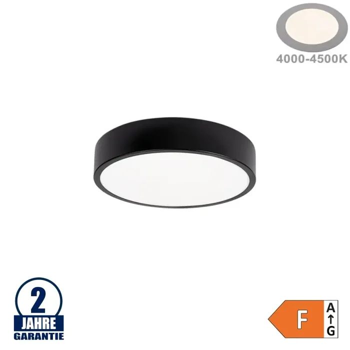 18W LED Deckenleuchte Rund Schwarz Neutralweiß