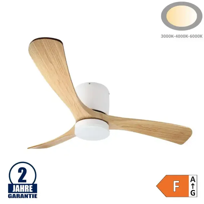 18W LED Deckenventilator Roteiche Weiß CCT