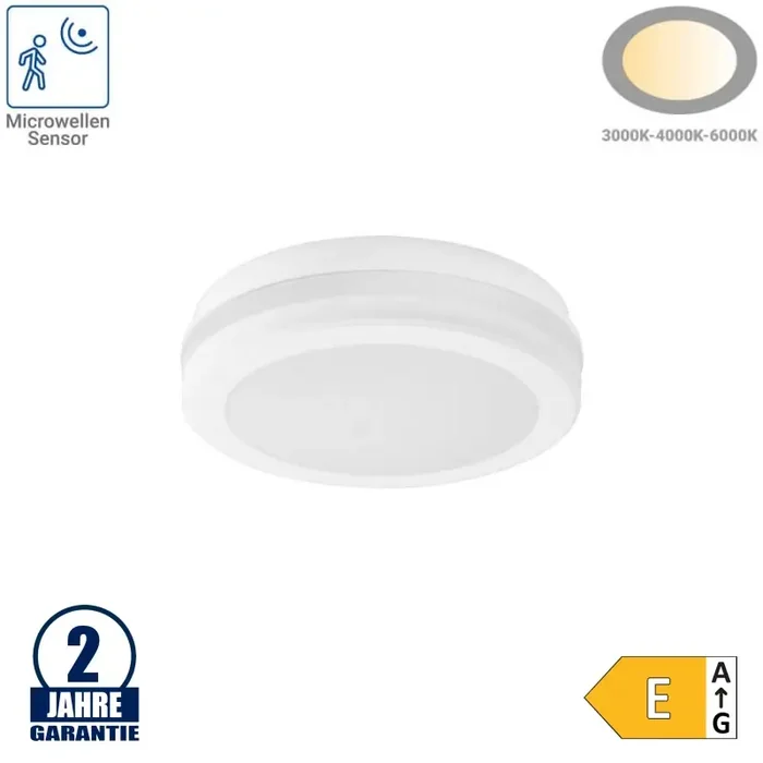 20W LED Deckenleuchte mit Bewegungsmelder Weiß für Außenbereich CCT IP65