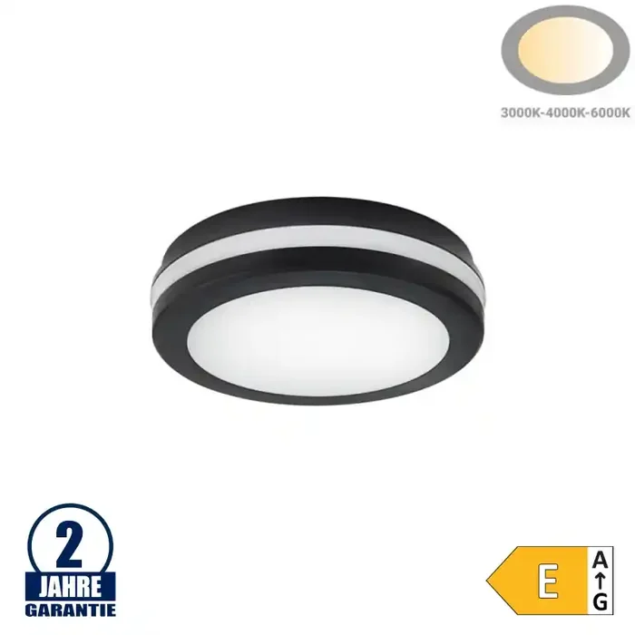 20W LED Deckenleuchte Schwarz für Außenbereich CCT IP65