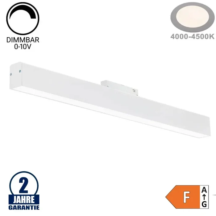20W LED Leuchte 60cm für 48V Stromschiene R35 Magnetic Line Weiß Neutralweiß 0-10V Dimmbar
