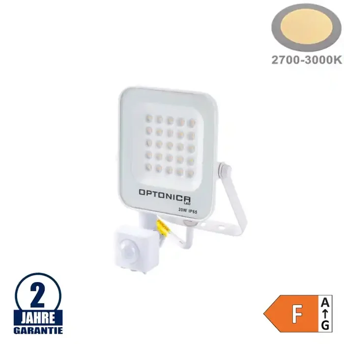 20W LED SMD Fluter weißes Gehäuse mit Bewegungsmelder Warmweiß