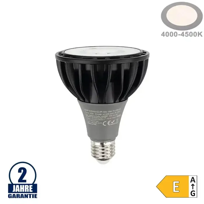 25W LED Lampe E27/PAR30 Neutralweiß Schwarz