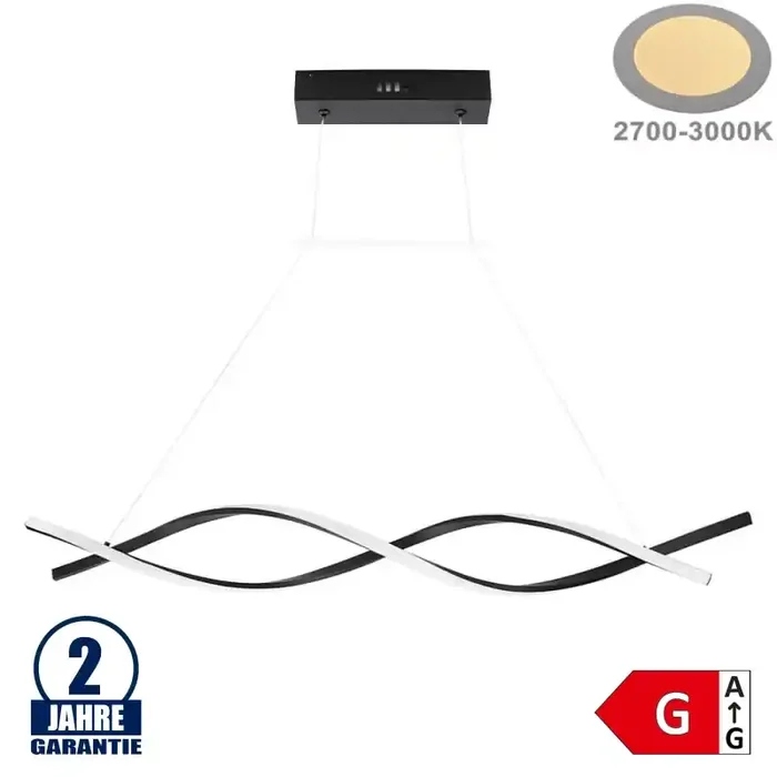 28W LED Pendelleuchte Warmweiß Schwarz 120cm