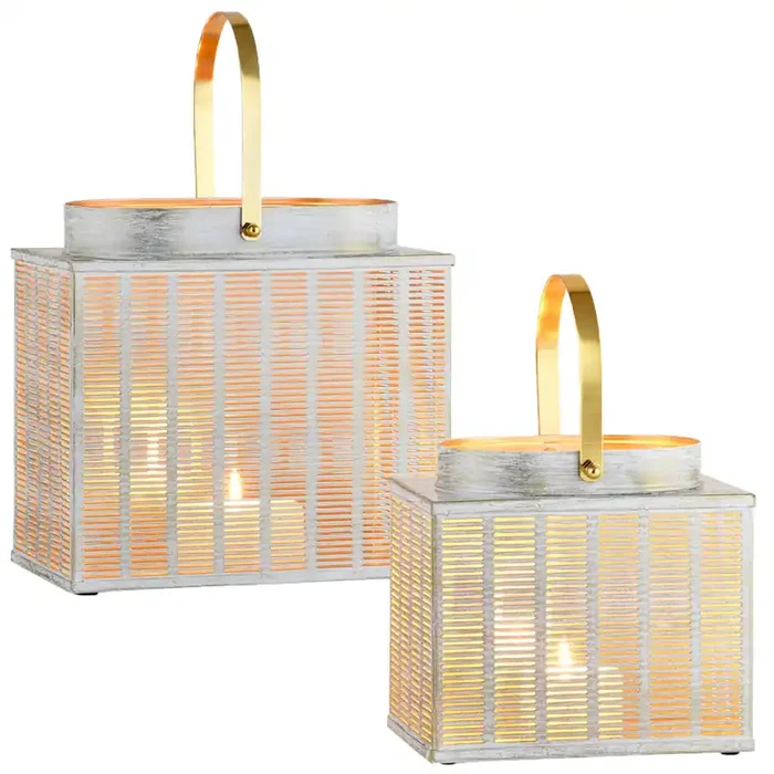 2er Set Boho Deko Windlichter Laterne Gartenlaterne Teelichthalter Pacom