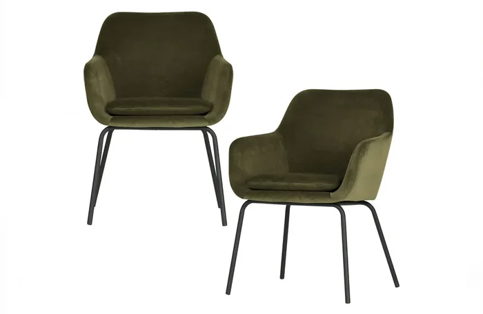 2er Set Esszimmerstuhl Schalenstuhl Velvet Mood Grün