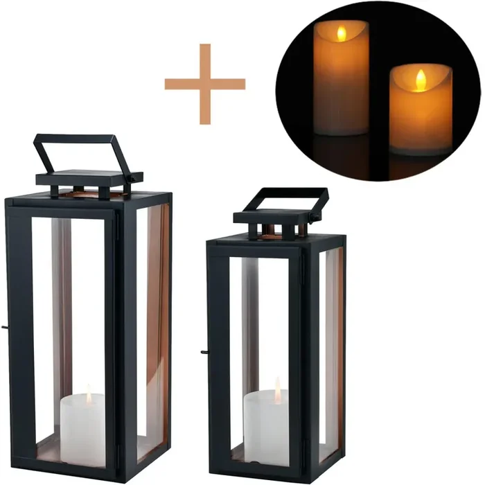 2er Set LED Skandinavisches Design Balkon Windlicht Gartenlaterne Nossa