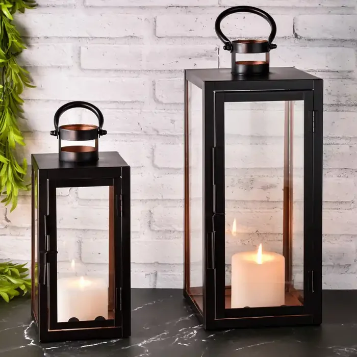 2er Set Moderne Laterne Gartenlaterne Deko Modern Marra Schwarz