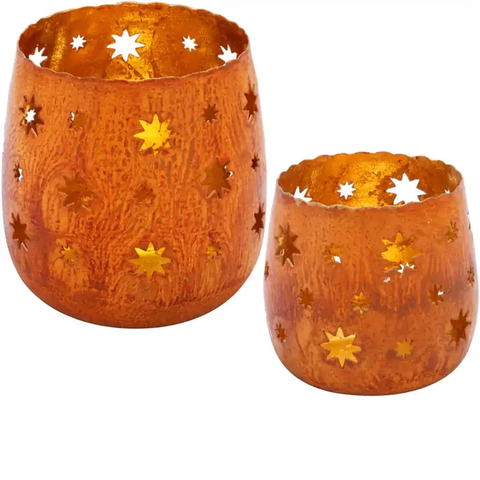 2er Set Orientalisches Gartendeko Windlicht Rost Javier