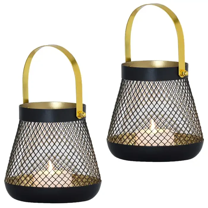 2er Set Skandinavische Deko Teelichthalter Kerzenhalter Windlichter Sando