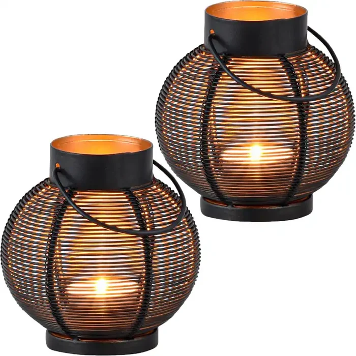 2er Set Skandinavische Deko Teelichthalter Kerzenhalter Windlichter Sandor