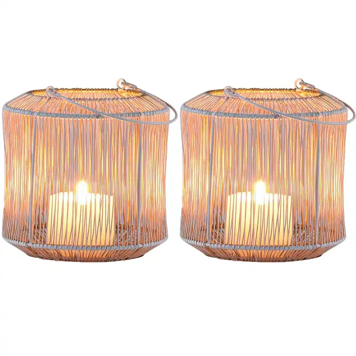 2er Set Skandinavische Deko Windlicht Teelichthalter Stello Weiss Klein