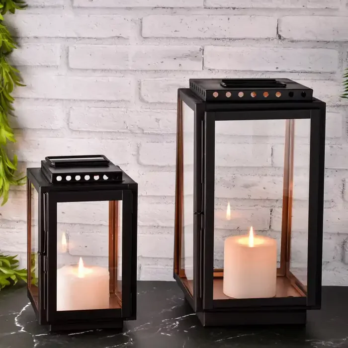 2er Set Skandinavisches Design Balkon Garten Windlicht Laterne Jona