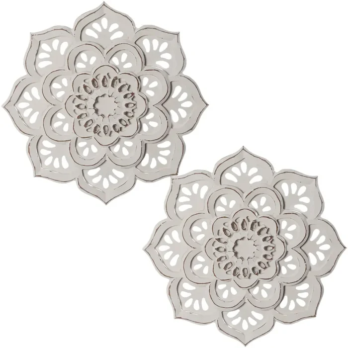 2er Set Vintage Wandbild Wanddeko aus Holz Amila