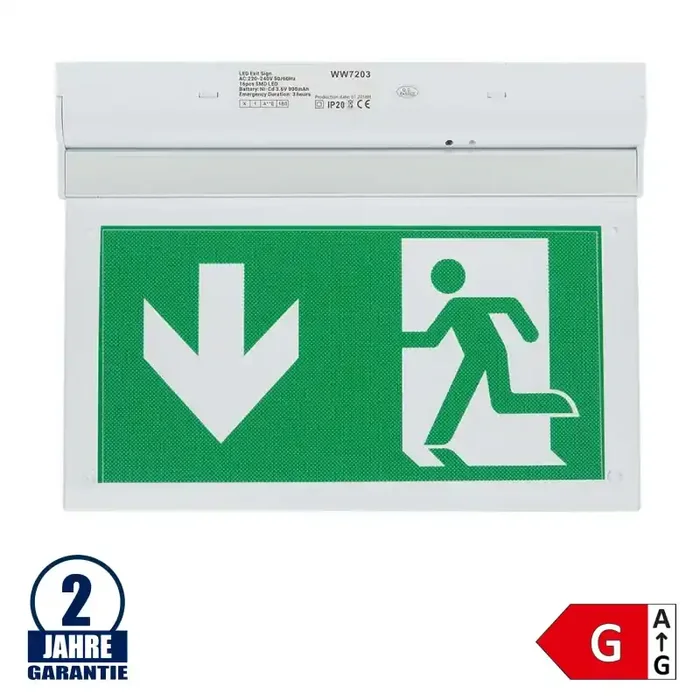 2W LED Notausgangsleuchte Wandmontage 3.6V 900mAh Ni-Cd Akku