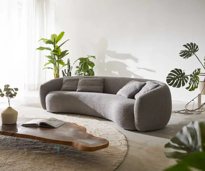 3-Sitzer Larna 260×120 cm Bouclé Silbergrau