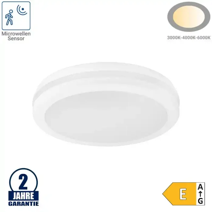 30W LED Deckenleuchte mit Bewegungsmelder Weiß für Außenbereich CCT IP65