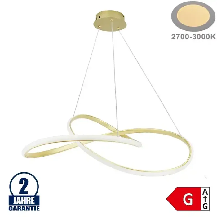 30W LED Pendelleuchte Warmweiß Gold satiniert Ø60cm