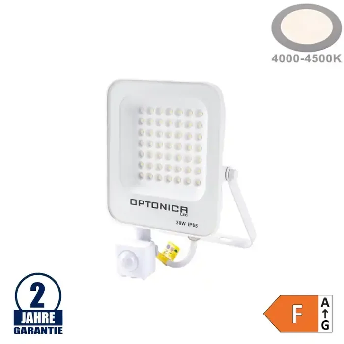 30W LED SMD Fluter weißes Gehäuse mit Bewegungsmelder Neutralweiß