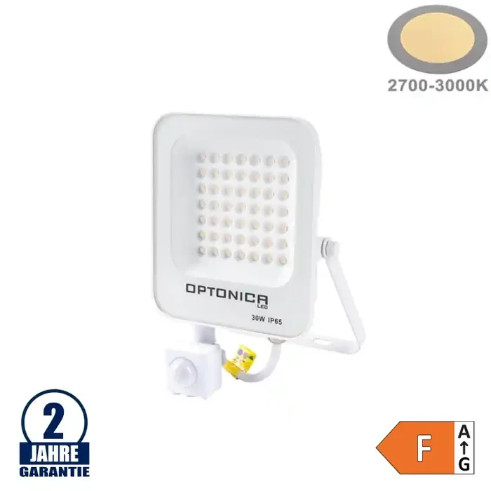 30W LED SMD Fluter weißes Gehäuse mit Bewegungsmelder Warmweiß