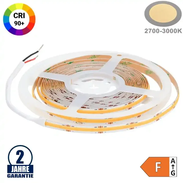 320SMD/m 10W/m 24V COB LED Streifen CRI90+ Warmweiß 1m