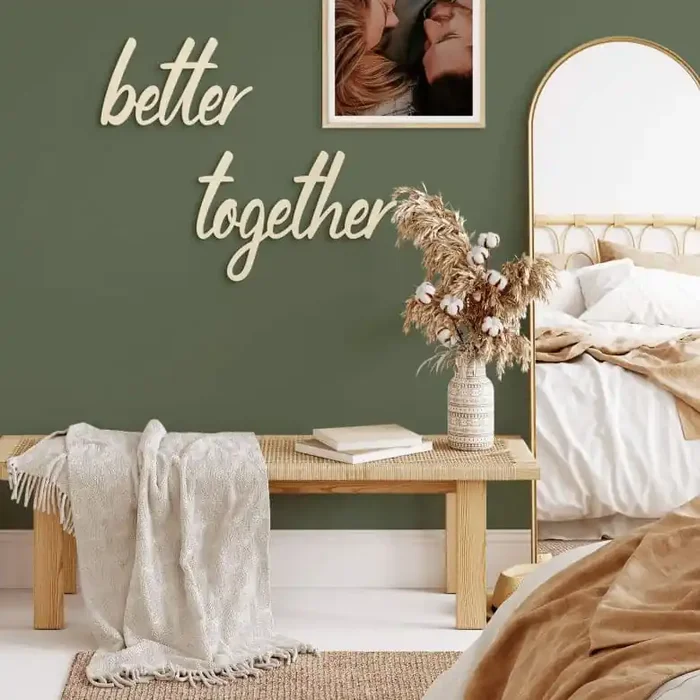 3D Deko Schriftzug romantisch – better together – Pappelholz
