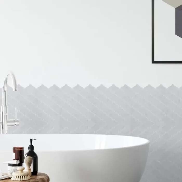 3D Fliesenaufkleber Arabesque Hellgrau – 4er Set je 30,5 x 30,5 cm