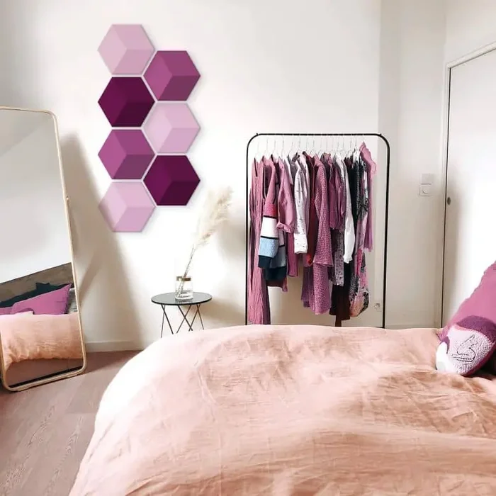 3D Hexagon – Alu-Dibond Set Magenta (7er Set)