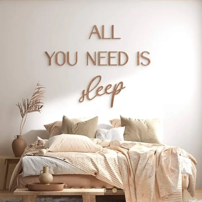 3D Holz Schriftzug Schlafzimmer – All you need is sleep – Mahagoni