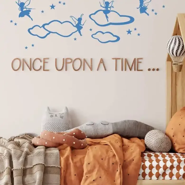 3D Holz Schriftzug Spruch Once upon a time… – Mahagoni