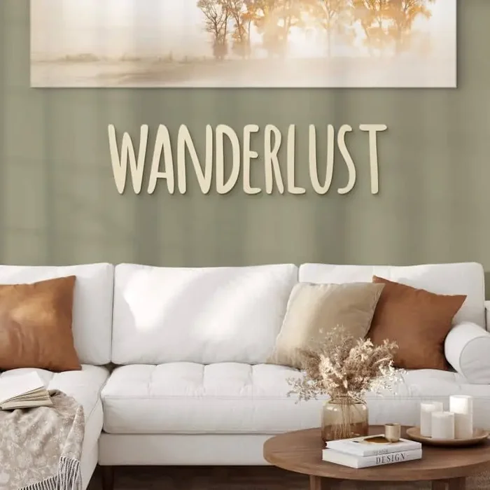 3D Holz Schriftzug Wanderlust – Pappel