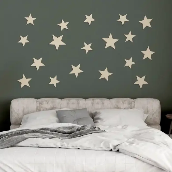 3D Wanddeko Sterne Set – Holzdeko Pappel für Kinderzimmer Schlafzimmer