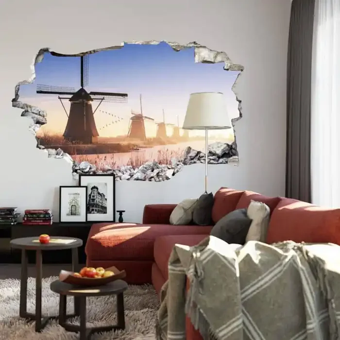 3D Wandtattoo – Pablo – Kinderdijk im Morgennebel