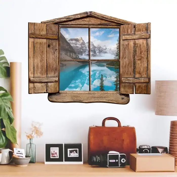 3D-Wandtattoo Holzfenster Colombo – Banff-Nationalpark in Kanada