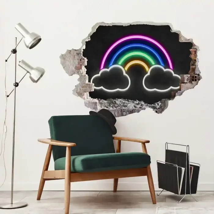 3D Wandtattoo Regenbogen Neonlicht