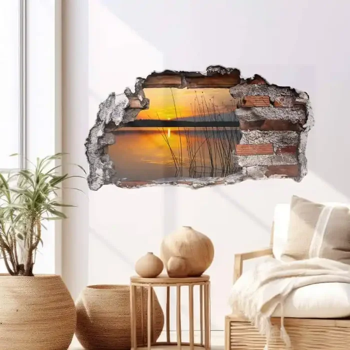 3D Wandtattoo Sonnenuntergang am See