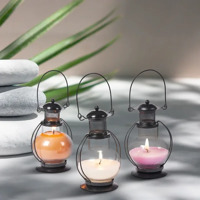 3er Set Duftkerze in Mini Laterne als Tischdeko